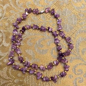 Purple Semi-Precious Stone Necklace with metal clasp